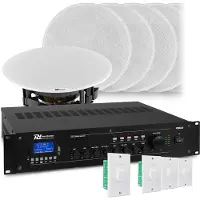 Power Dynamics Geluidsinstallatie met Bluetooth, 4 zones, 8x inbouw speaker (5'') en 240W 100V versterker van