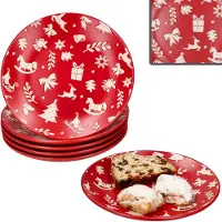 MamboCat Set van 6 Advent taartborden van rood aardewerk voor 6 personen - 23010331