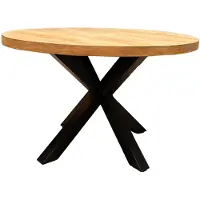 WGXL Collection Eettafel Oud Teakhout - Rond - Spinpoot - 150 cm -