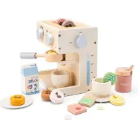Woet Houten Koffiezetapparaat Speelgoed - Inclusief Kopjes, Melk, Suiker en Theezakjes - Espressomachine voor Kinderen - FSC - Rollenspel Keukenspeelgoed - Vanaf 3 Jaar