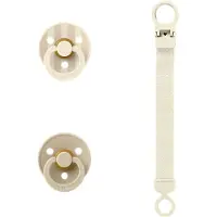 BIBS - Colour Pacifier & Loop Clip Gift Set - Ivory - Size 1