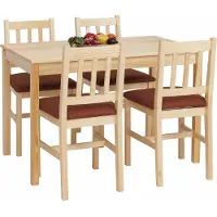 Mendler Eetkamer set -F77, zitgroep eetkamergroep, massief grenenhout stof landhuis 110 cm ~ naturel bekleding terracotta