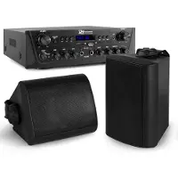 Power Dynamics Geluidsinstallatie met Bluetooth - PV220BT 2-zone versterker audio + 2 BGO40 zwarte 4'' speakers