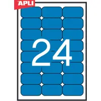 APLI Gekleurde etiketten ft 70 x 37 mm (b x h), blauw, 480 stuks, 24 per blad (1592)