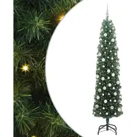 vidaXL Kunstkerstboom Groen 210 cm PVC en Staal en Kunststof
