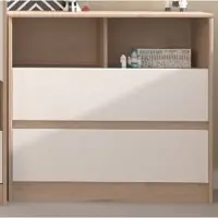 Parisot Commode Shelby 84cm met twee lades - eik/wit