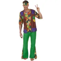 Vegaoo - Kleurrijk Flower Power hippiekostuum voor mannen