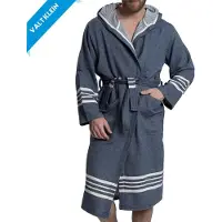 Lalay - Hamam Badjas Sun heren - navy - M - heren badjas - sauna badjas - korte badjas - badjas met capuchon - dunne badjas