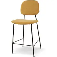 Nolon Jasmijn Barkruk Warm Groen - Zwart Onderstel - 65 cm - Stof - Kookeiland - Barkruk met Rugleuning
