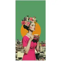 PosterMonkey Poster 40x80 cm - Retro - Vrouw - Stad - Zon - Posters - Kamer decoratie - Wanddecoratie woonkamer - Muurdecoratie slaapkamer