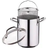 Ceruzo Pasta Pan -Asperge Pan - Ø 16 cm - 4.2L- RVS - 21cm Hoog - Inductie - Inzetmand Glazen Deksel