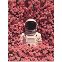 PosterMonkey Poster 90x120 cm - Bloemen - Roze - Astronaut - Posters - Kamer decoratie - Wanddecoratie woonkamer - Muurdecoratie slaapkamer