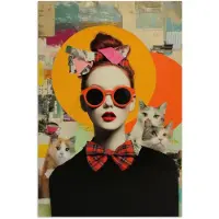 PosterMonkey Poster 120x180 cm - Vrouw - Bril - Strik - Retro - Posters - Kamer decoratie - Wanddecoratie woonkamer - Muurdecoratie slaapkamer XXL