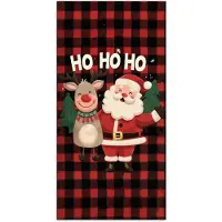PosterMonkey Poster 40x80 cm - Kerstman - Rendier - Tekst - Rood - Zwart - Posters - Kamer decoratie - Wanddecoratie woonkamer - Muurdecoratie slaapkamer - Kerstversiering - Kerstdecoratie voor binnen - Kerstmis