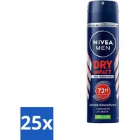 Nivea 25 x - Men - Deo Spray - Dry Impact - 48 Uur Lang Werkend - 150 ml - 48 Uur Anti-transpirant - Deodorant Spray - Mannelijke Geur - Droge Huid - Frisheid