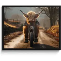 PosterMonkey Poster in lijst - Fotolijst 80x60 cm - Posters - Schotse hooglander - Sjaal - Bergen - Posterlijst zwart - Decoratie - Wanddecoratie woonkamer - Muurdecoratie slaapkamer