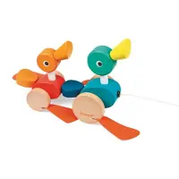 Janod Zigolos - Eendenfamilie Trekfiguur - Een Houten Eendenfamilie Die Je Overal Mee Naartoe Kunt Nemen - Geschikt Vanaf 1 Jaar