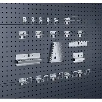 Bott Assortiment geperforeerde bodemplaat toebehoren Perfo, 20 stuks, 10 haken/5 gereedschapsklemmen met Ø 16 mm /5 gereedschapshouders, gegalvaniseerd metaal, zilver