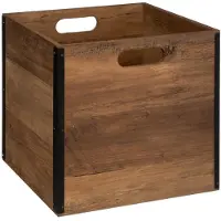 Five industriële houten opbergbox - 31 x 31 cm, bruin hout