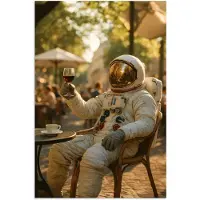 PosterMonkey Poster 20x30 cm - Wijn - Rood - Terras - Koffie - Posters - Kamer decoratie - Wanddecoratie woonkamer - Muurdecoratie slaapkamer