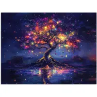 PosterMonkey Poster 120x90 cm - Kosmisch - lichtboom - Kerst - Kleurrijk - Posters - Kamer decoratie - Wanddecoratie woonkamer - Muurdecoratie slaapkamer - Kerstversiering - Kerstdecoratie voor binnen - Kerstmis
