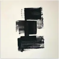 PosterMonkey Poster 75x75 cm - Rechthoeken - Penseelstreken - Abstract - Zwart - Posters - Kamer decoratie - Wanddecoratie woonkamer - Muurdecoratie slaapkamer