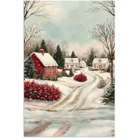 PosterMonkey Poster 80x120 cm - Kerstsfeer - Landelijk - Rood - Posters - Kamer decoratie - Wanddecoratie woonkamer - Muurdecoratie slaapkamer - Kerstversiering - Kerstdecoratie voor binnen - Kerstmis