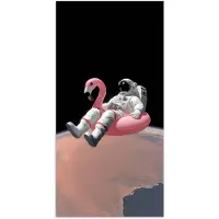 PosterMonkey Poster 60x120 cm - Astronaut - Flamingo - Zwemband - Roze - Posters - Kamer decoratie - Wanddecoratie woonkamer - Muurdecoratie slaapkamer