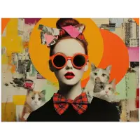 PosterMonkey Poster 120x90 cm - Vrouw - Bril - Strik - Retro - Posters - Kamer decoratie - Wanddecoratie woonkamer - Muurdecoratie slaapkamer