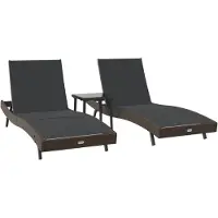 vidaXL Ligstoel 3 st poly rattan Bruin