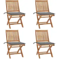 vidaXL Tuinstoelen 4 st inklapbaar met kussens massief teakhout