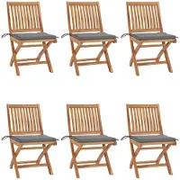 vidaXL Tuinstoelen 6 st inklapbaar met kussens massief teakhout
