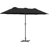 vidaXL Tuinparasol Zwart 370 x 197 x 239 cm Polyester en Aluminium