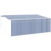 vidaXL Uitschuifbare luifel Blauw en Wit 400 x 200 cm