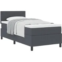 vidaXL Boxspringbed, donkergrijs en wit, 100 x 200 cm, bekleding van cordura