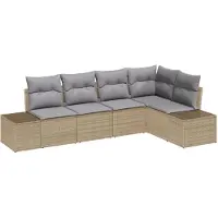 vidaXL Tuinbank Set met opslag 5 pcs Beige en Lichtgrijs poly rattan