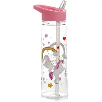 Puckator Regenboog Eenhoorn Tritan Flip Straw Waterfles 550ml