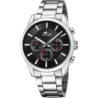 Lotus Chronograaf Horloge, quartzhorloge, herenhorloge, stopwatchfunctie, stalen armband