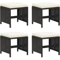 vidaXL Tuinkrukken 4 st met kussens poly rattan zwart