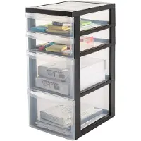 Iris Design Chest ladesysteem - 4 lades - 2 x 7.5 l - 2 x 15 l - Kunststof - Zwart/Transparant - Met wieltjes