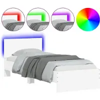 vidaXL Bedframe met hoofdbord en LED-verlichting wit 90x200 cm