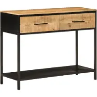 vidaXL Wandtafel 100x35x76 cm massief mangohout en ijzer
