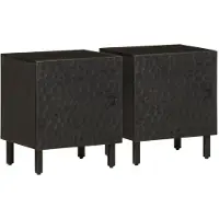 vidaXL Nachtkastjes 2 st 40x33x46 cm massief mangohout zwart