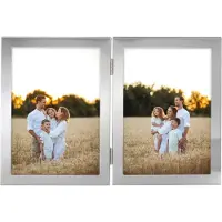 Hama Fotolijstje Fotolijst 13x18 cm voor 2 foto's, om op te hangen en te plaatsen, zilverkleur (1 stuk)