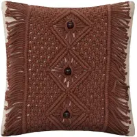 Atmosphera Decoratief kussen met franjes Ali, macramé, kralen, 40 x 40 cm