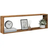 vidaXL Wandschappen kubus 2 st 100x15x30 cm bewerkt hout oud hout