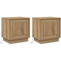 vidaXL Nachtkastje 2 st Artisan Eiken 44 x 34,5 x 45 cm Bewerkt hout