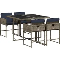vidaXL 5-delige tuinset met kussens, grijs polyrotan