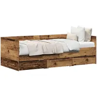 vidaXL Dagbed met lade met opslag Oud Hout 90 x 200 cm Bewerkt hout