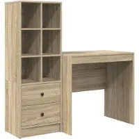 vidaXL Bureau met lade met plank met opslag 2 pcs Sonoma Eik